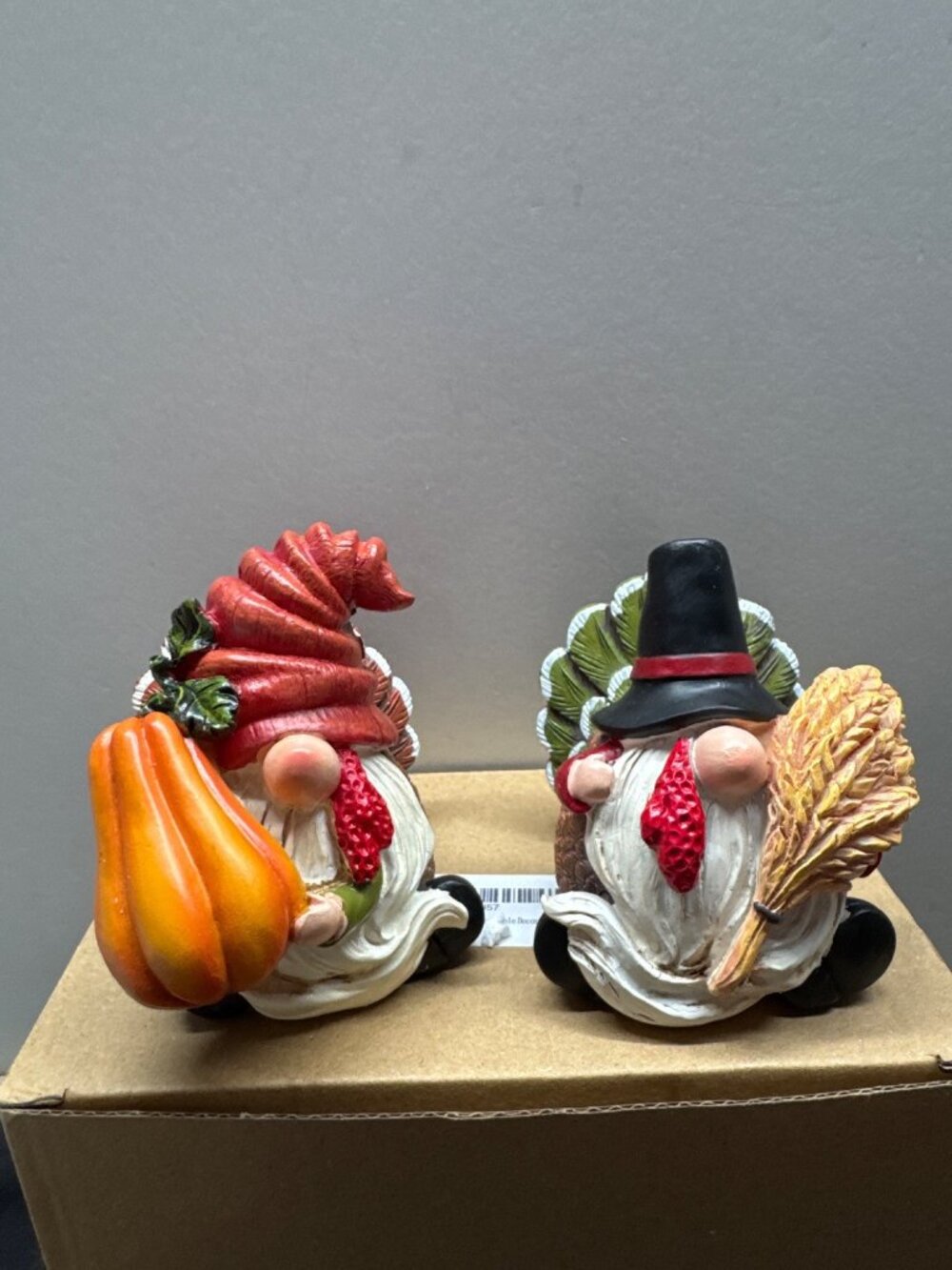 Thanksgiving Gnome Turkey Figurines Set Of 2 With Box - Hodao Fall Decor Tableto